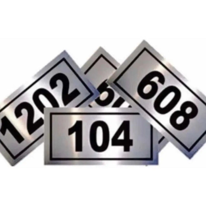Kit 16 Placas Apartamento Prata Com Algarismos Pretos