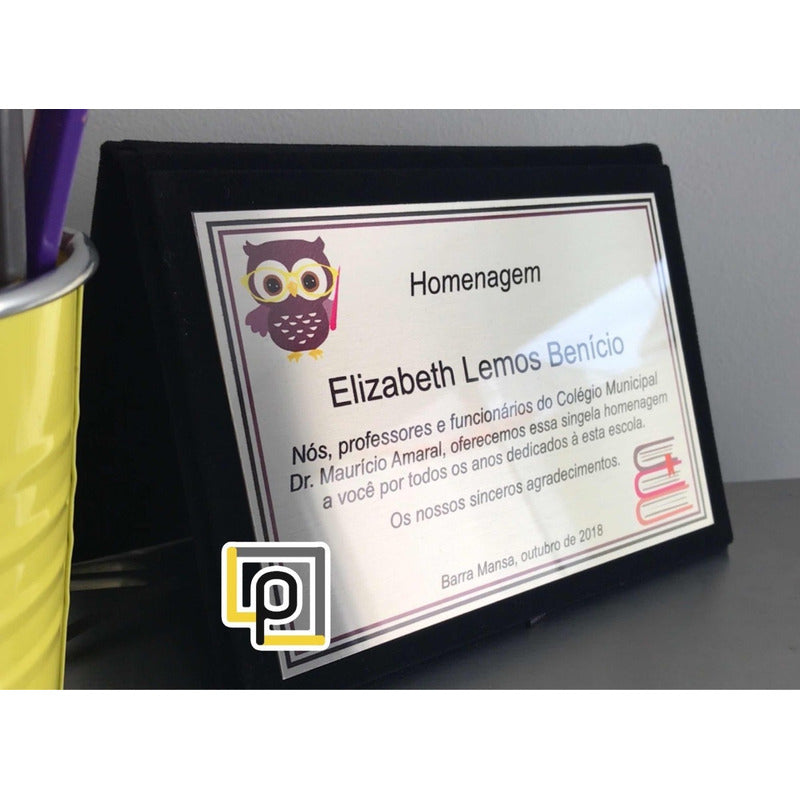 Placa Homenagem Dia Do Professor Placa De Homenagem