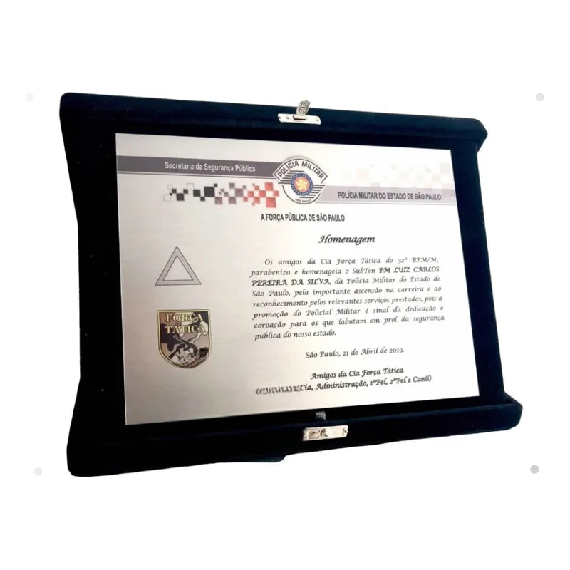 Placa De Homenagem Com Estojo