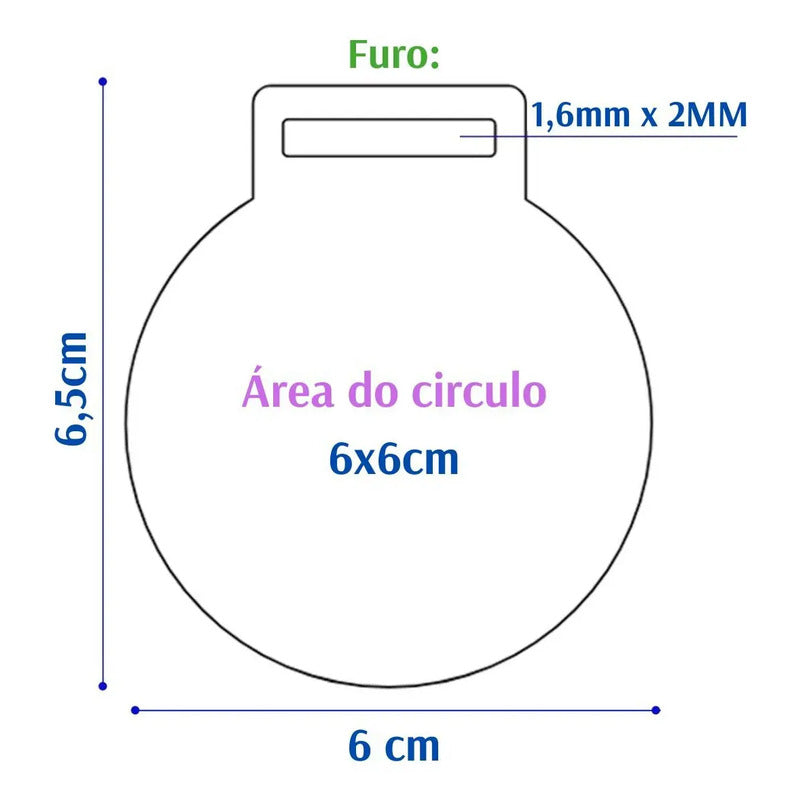 Medalha De Acrílico Redonda 2mm Lisa Kit 50 Un 6cm