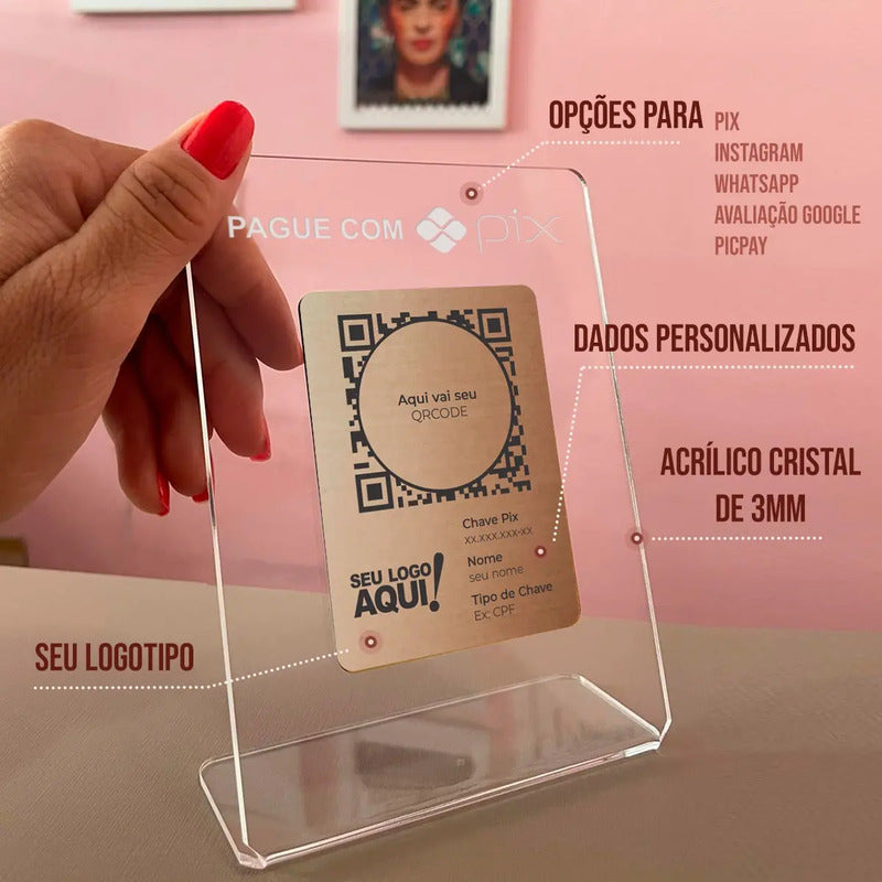 Placa Pix Para Pagamento Qrcode Em Acrílico