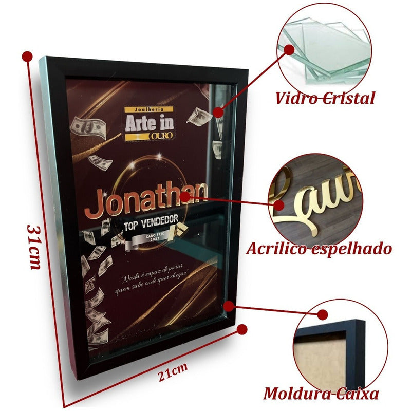 Placa De Premiação Mentorado Aluno Faturamento 3d Com Caixa  Placas De Premiação 31x21