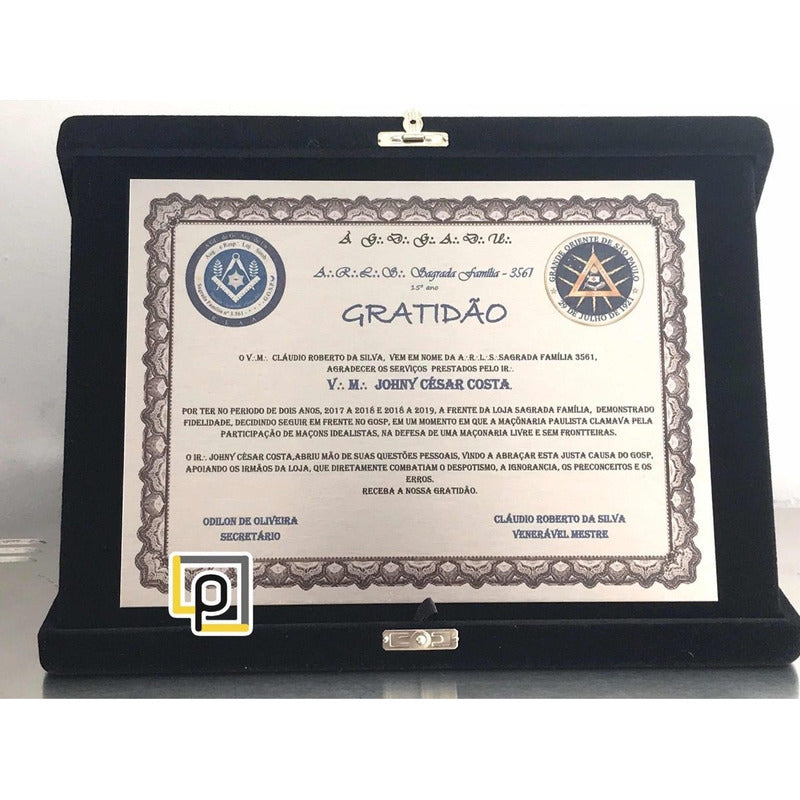 Placa De Homenagem Com Estojo