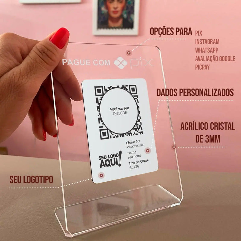 Placa Pix Para Pagamento Qrcode Em Acrílico