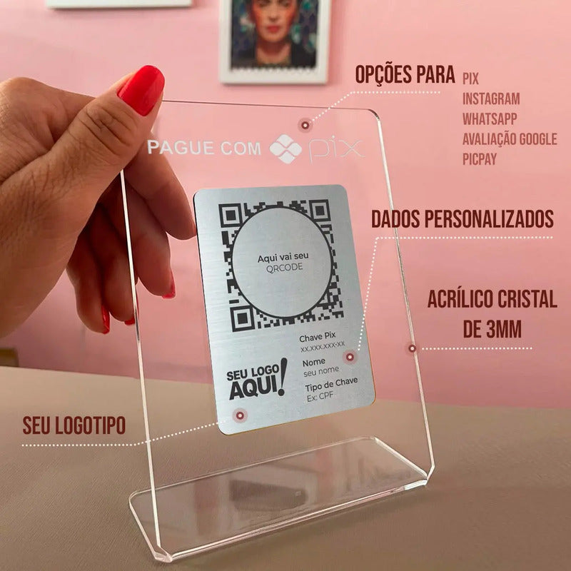 Placa Pix Para Pagamento Qrcode Em Acrílico