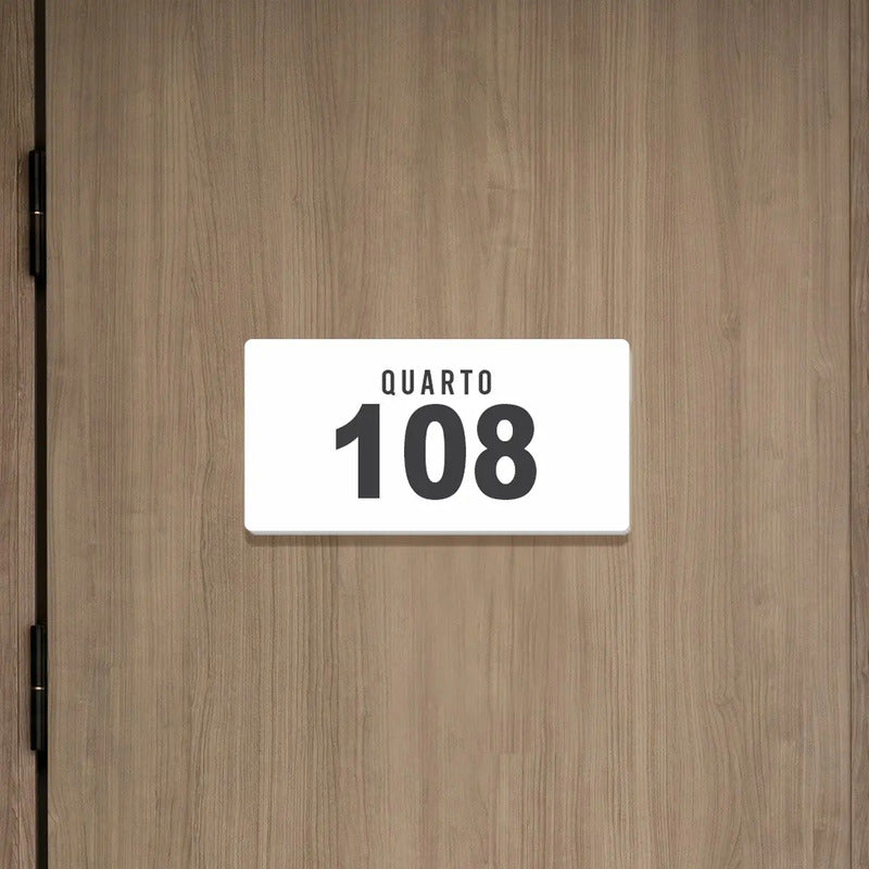 Placa Acrílico Personalizada Porta Quarto Hotel Pousada 4un