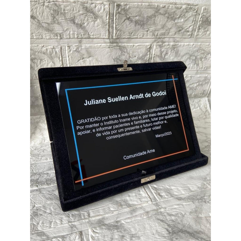 Placa De Homenagem Agradecimento Gratificação Personalizada
