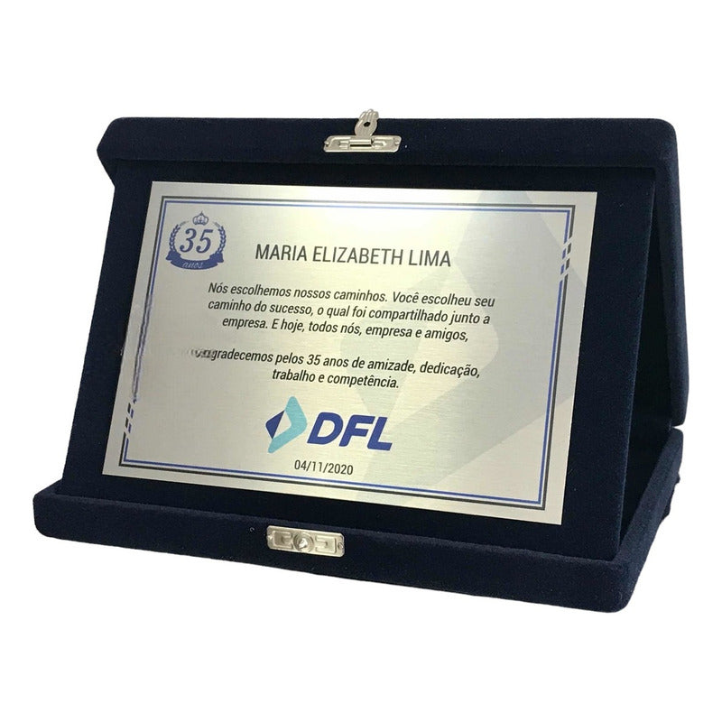 Placa De Homenagem/formatura Aço Inox Estojo De Veludo