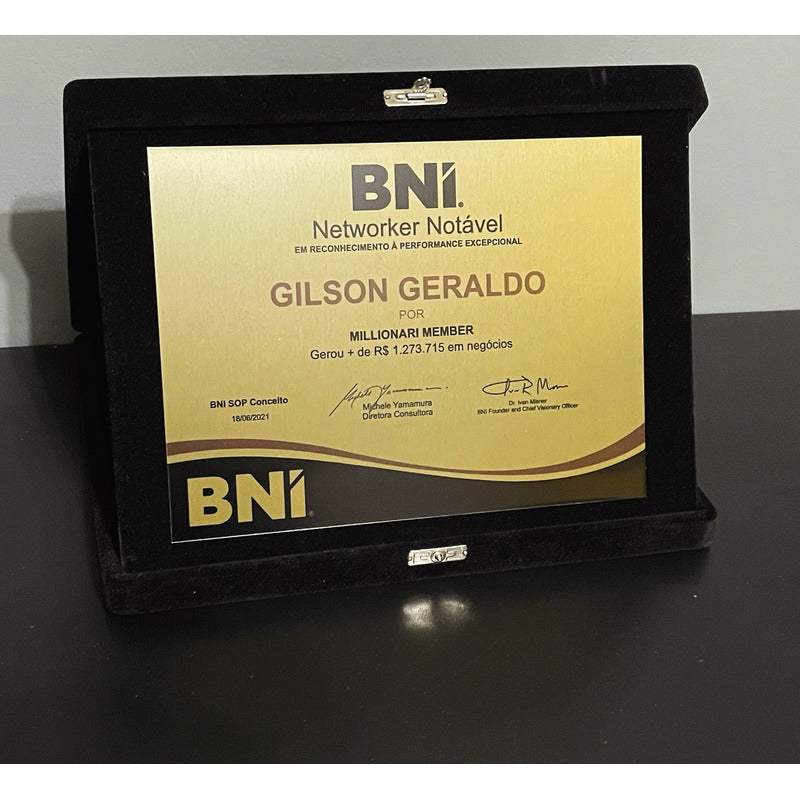 Placa Homenagem/formatura Aço Inox Estojo De Veludo 26x19cm