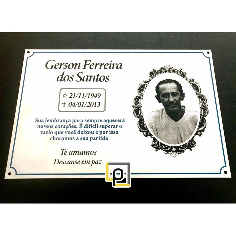 Placa Para Túmulo, Lápide, Cemitério Retangular Com Moldura