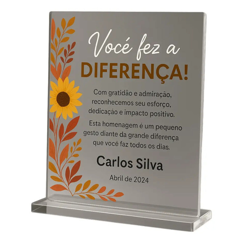 Homenagem Em Acrílico Flores Girassol