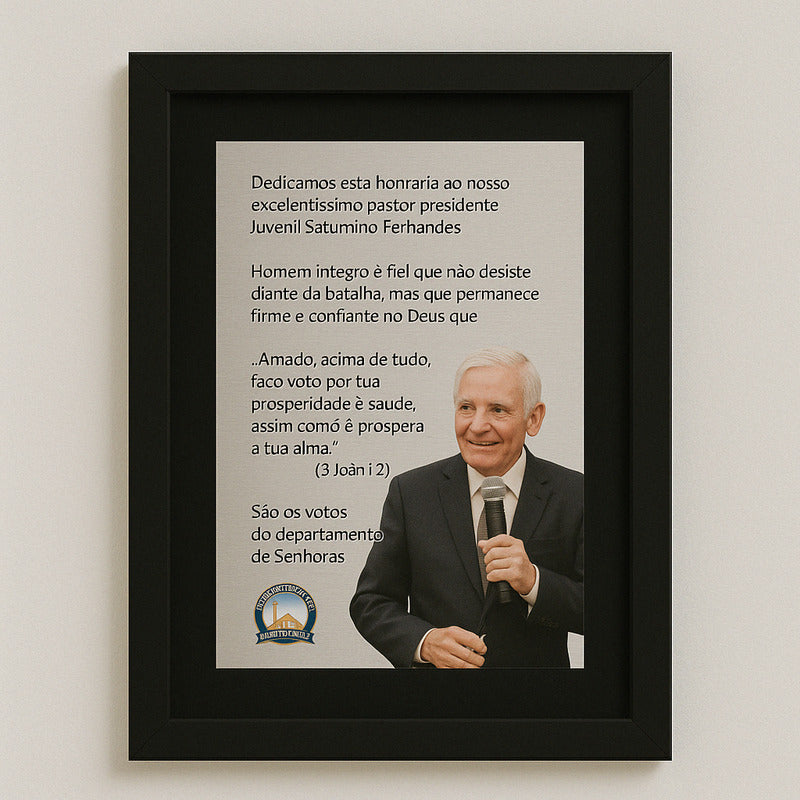 Placa De Homenagem No Quadro Texto Personalizado Com Foto