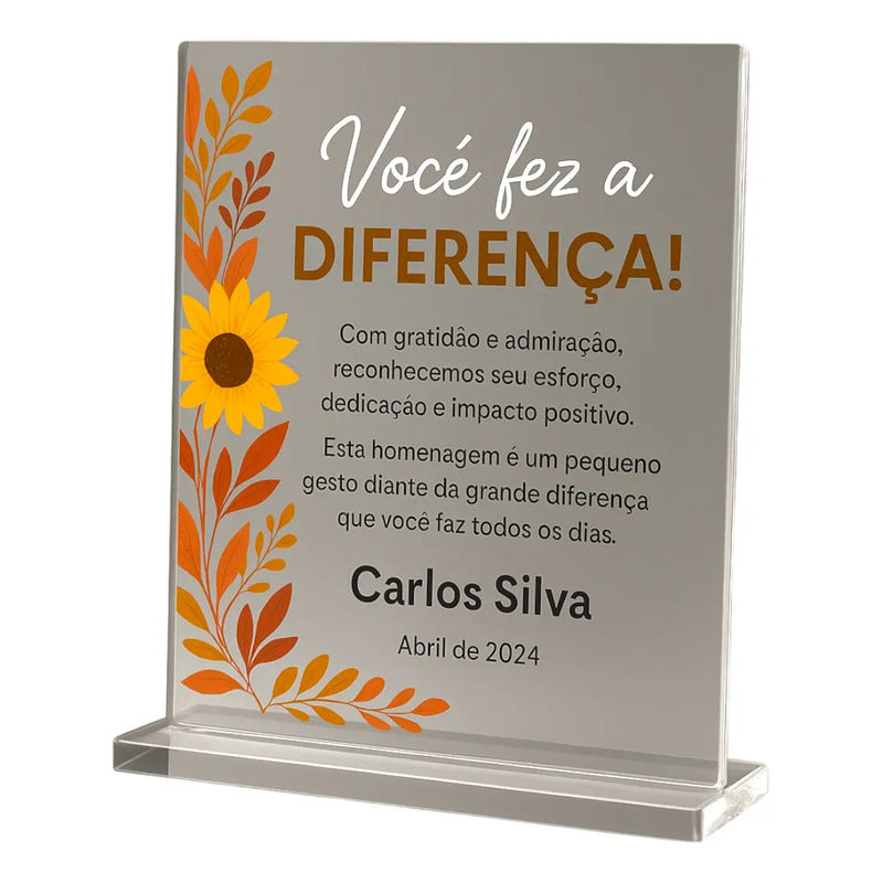 Homenagem Em Acrílico Flores Girassol