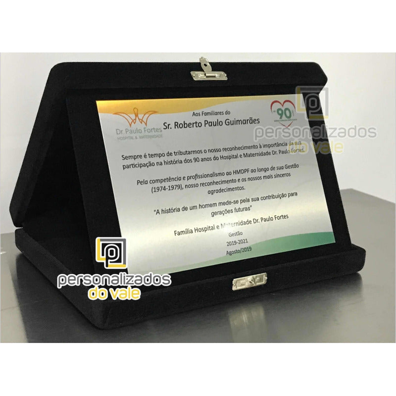 Placa De Homenagem Aço Inox Escovado