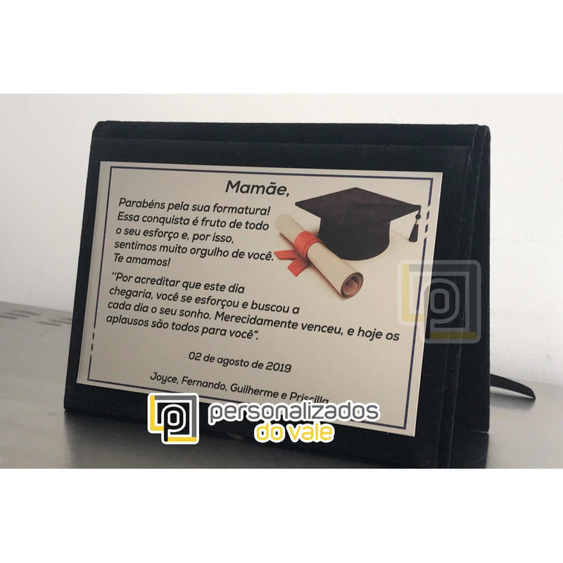 Placa Homenagem / Formatura Estojo Capa 17x12