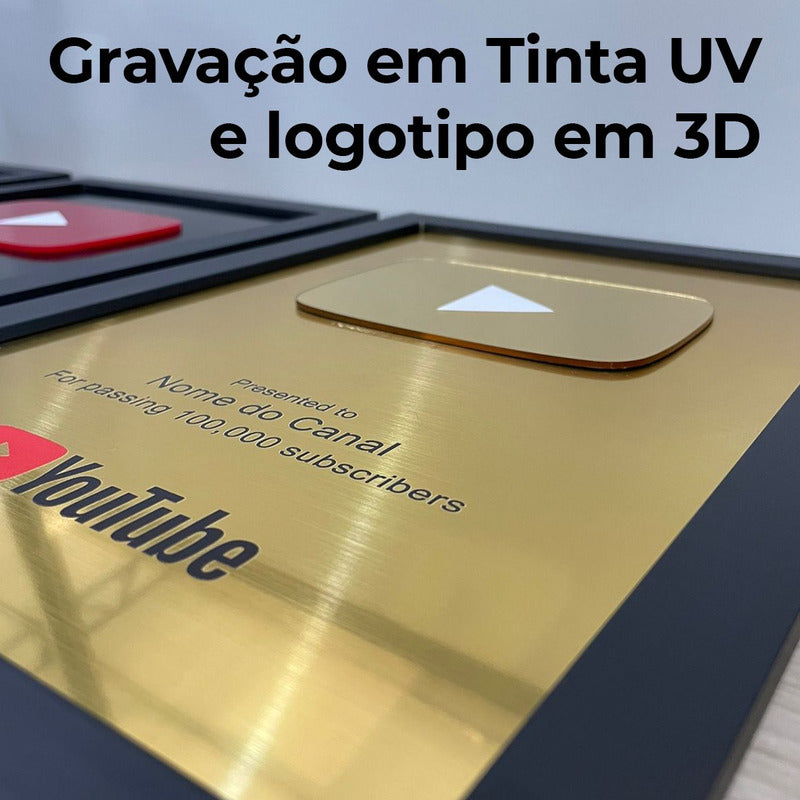 Quadro Placa Youtube Personalizado Inscritos + Nome Do Canal