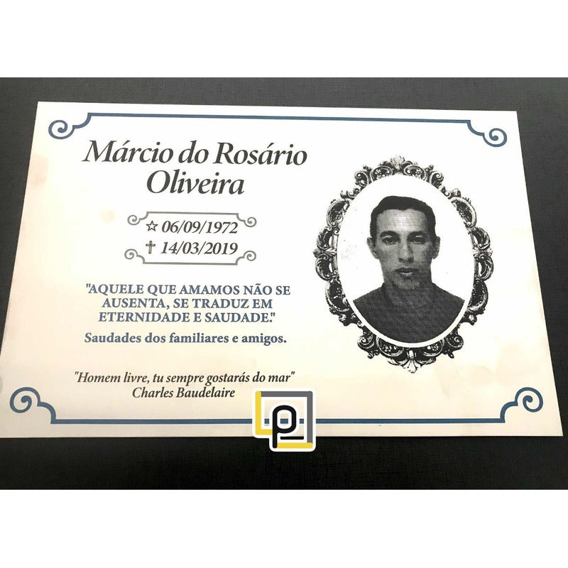 Placa Para Túmulo, Lápide, Cemitério Retangular Com Moldura