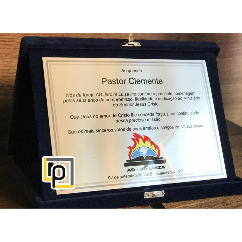 Placa Homenagem Pastor