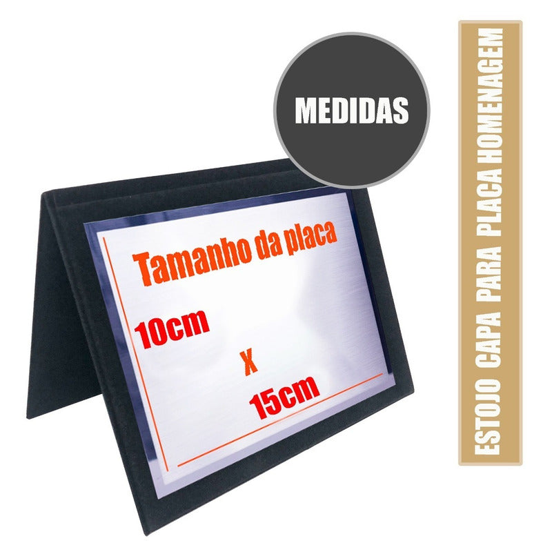 Estojo De Veludo Tipo Capa Placa De Homenagem 10x15 - Preto
