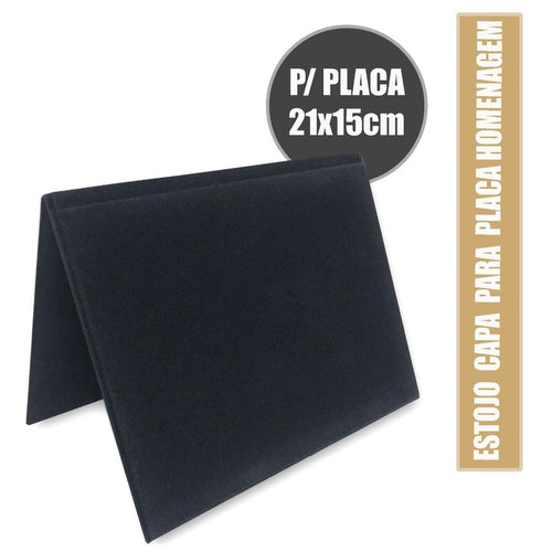 Estojo De Veludo Placa De Homenagem 21x15 Tipo Capa  - Preto