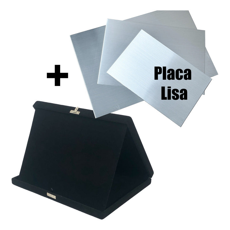 Kit 01 Estojo Veludo C/placa Lisa 10x15cm Homenagem