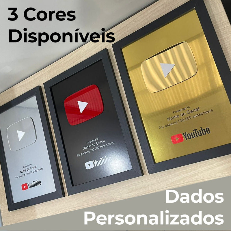 Quadro Placa Youtube Personalizado Inscritos + Nome Do Canal
