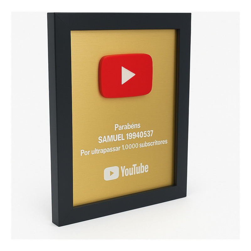 Quadro Placa Youtube Personalizado Inscritos + Nome Do Canal