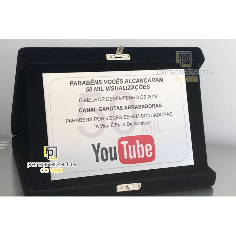 Placa De Homenagem You Tube Placa Comemorativa