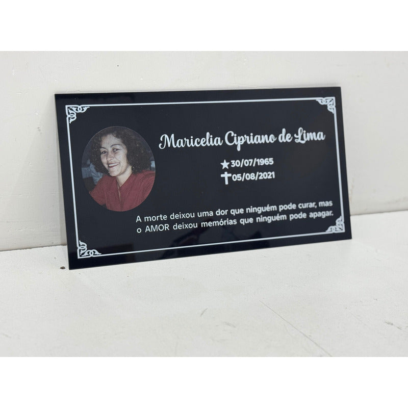 Placa Túmulo Jazigo Lápide Cemitério Acrílico 2 Nome Família