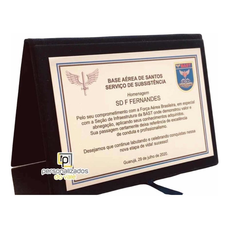 Placa De Homenagem Personalizada Inox Capa De Livro