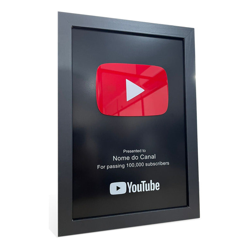 Quadro Placa Youtube Personalizado Inscritos + Nome Do Canal