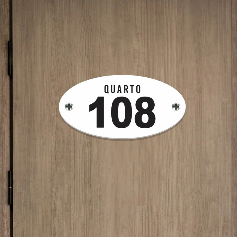 Placa Acrílico Personalizada Porta Quarto Hotel Pousada 4un