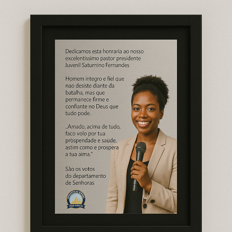 Placa De Homenagem No Quadro Texto Personalizado Com Foto