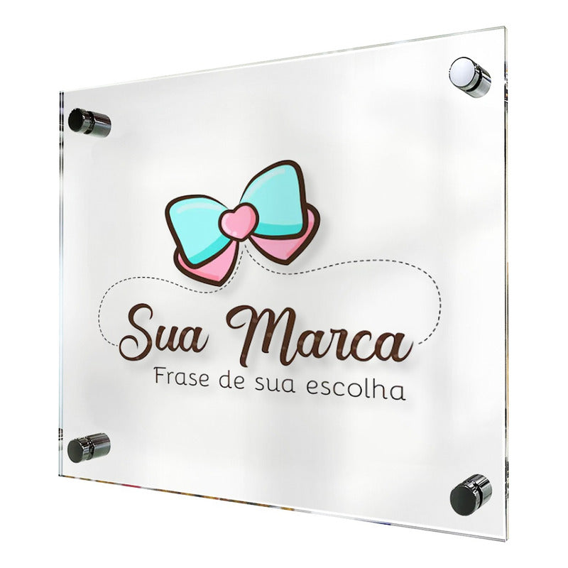Placa Personalizada Logo Marca Em Acrílico 40 X 40 Cm