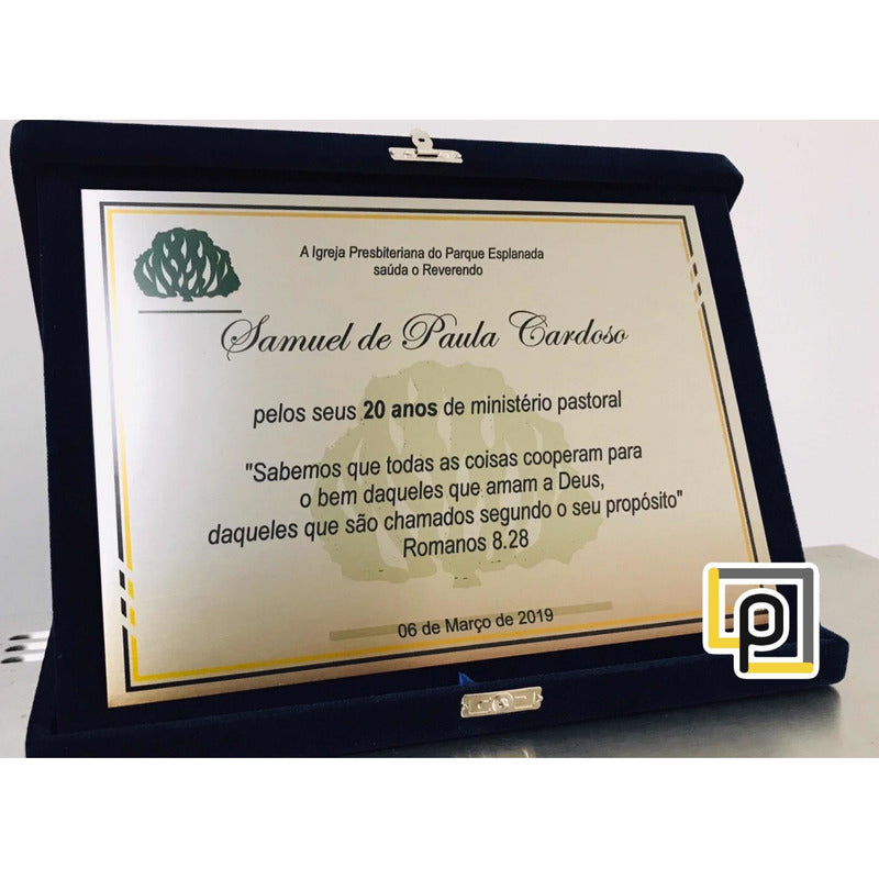 Placa Homenagem Pastor