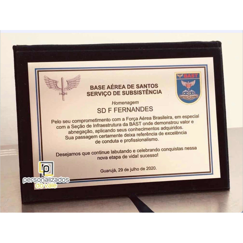 Placa De Homenagem Personalizada Inox Capa De Livro