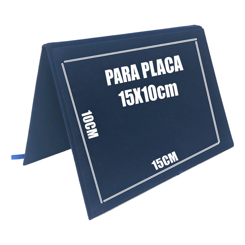 Capa De Veludo Tipo Estojo, Placa Metal P/ Homenagem 10x15cm Azul