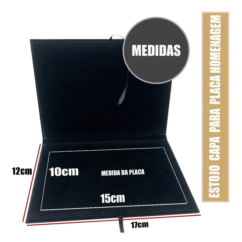 Estojo De Veludo Tipo Capa Placa De Homenagem 10x15 - Preto