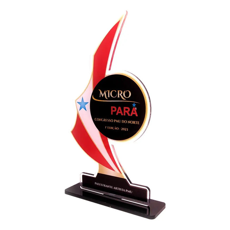 Troféus Personalizados Em Acrílico - 20x10cm  Azul E Branco