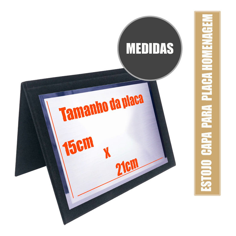 Capa Book Estojo De Veludo Placa De Homenagem 21x15cm - Azul