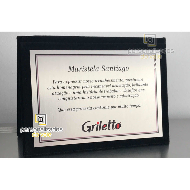Placa De Homenagem/ Aço Escovado