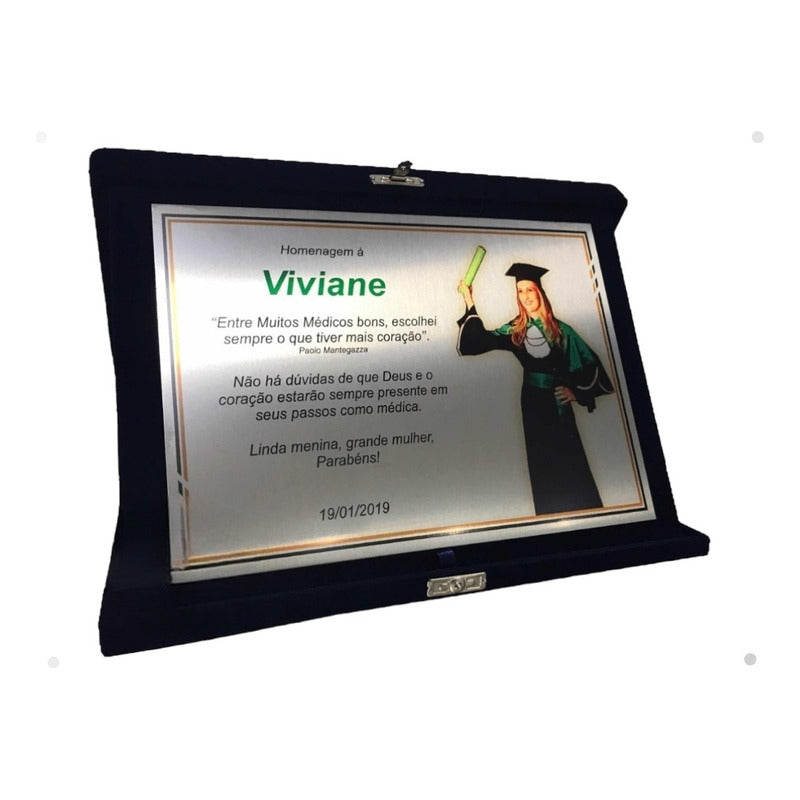 Placa De Homenagem Aço Escovado