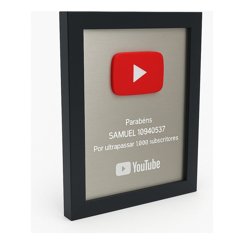 Quadro Placa Youtube Personalizado Inscritos + Nome Do Canal