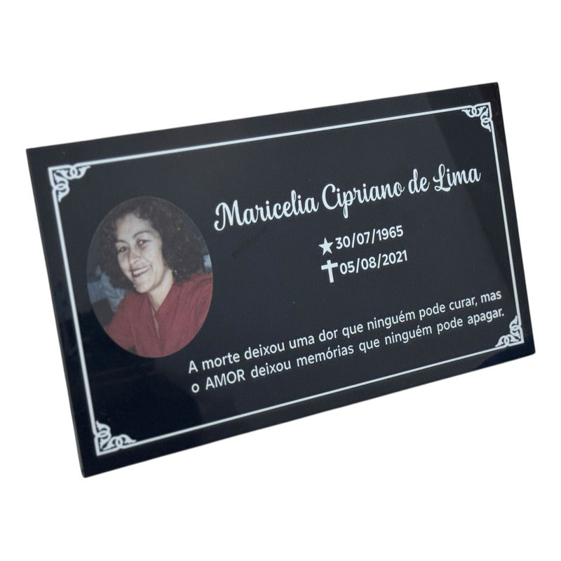 Placa Túmulo Jazigo Lápide Cemitério Acrílico 2 Nome Família