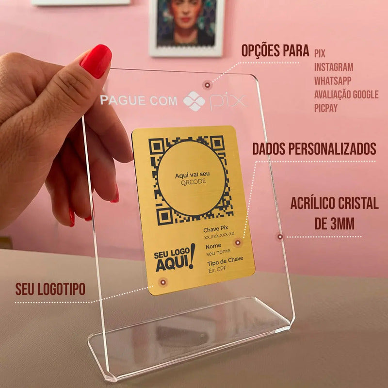 Placa Pix Para Pagamento Qrcode Em Acrílico
