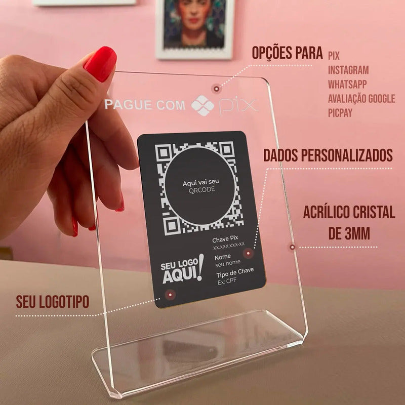 Placa Pix Para Pagamento Qrcode Em Acrílico