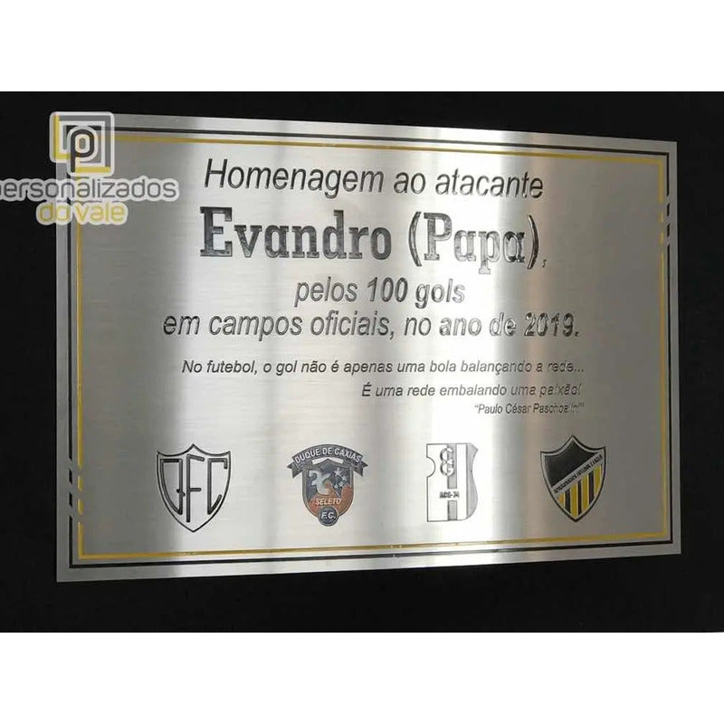 Placa De Homenagem Aço Inox Baixo Relevo