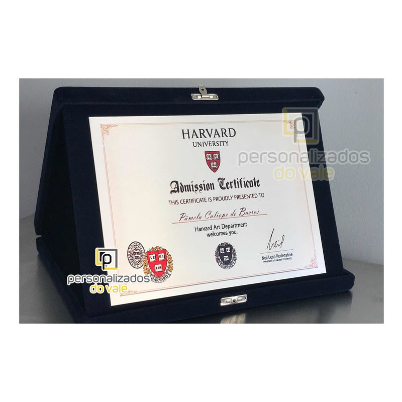 Placa De Homenagem Aço Escovado Estojo Veludo Com Nota  Escovado