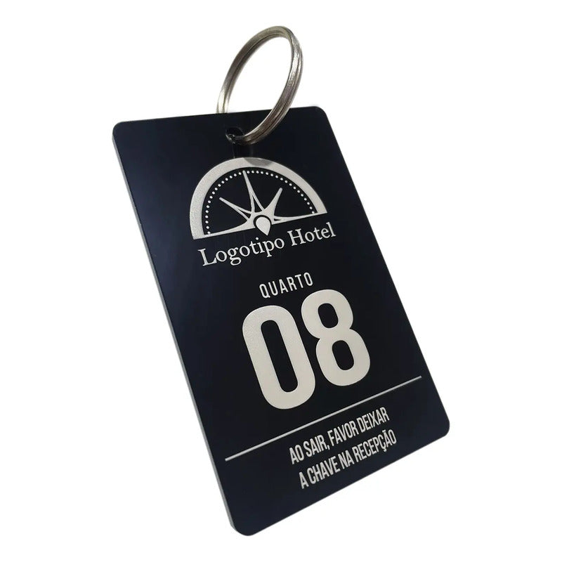 Chaveiro Personalizado Hotel Pousada Acrilico Preto 30un Preto