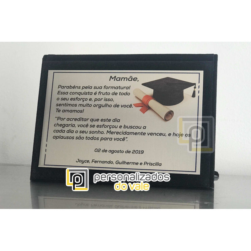 Placa Homenagem / Formatura Estojo Capa 17x12